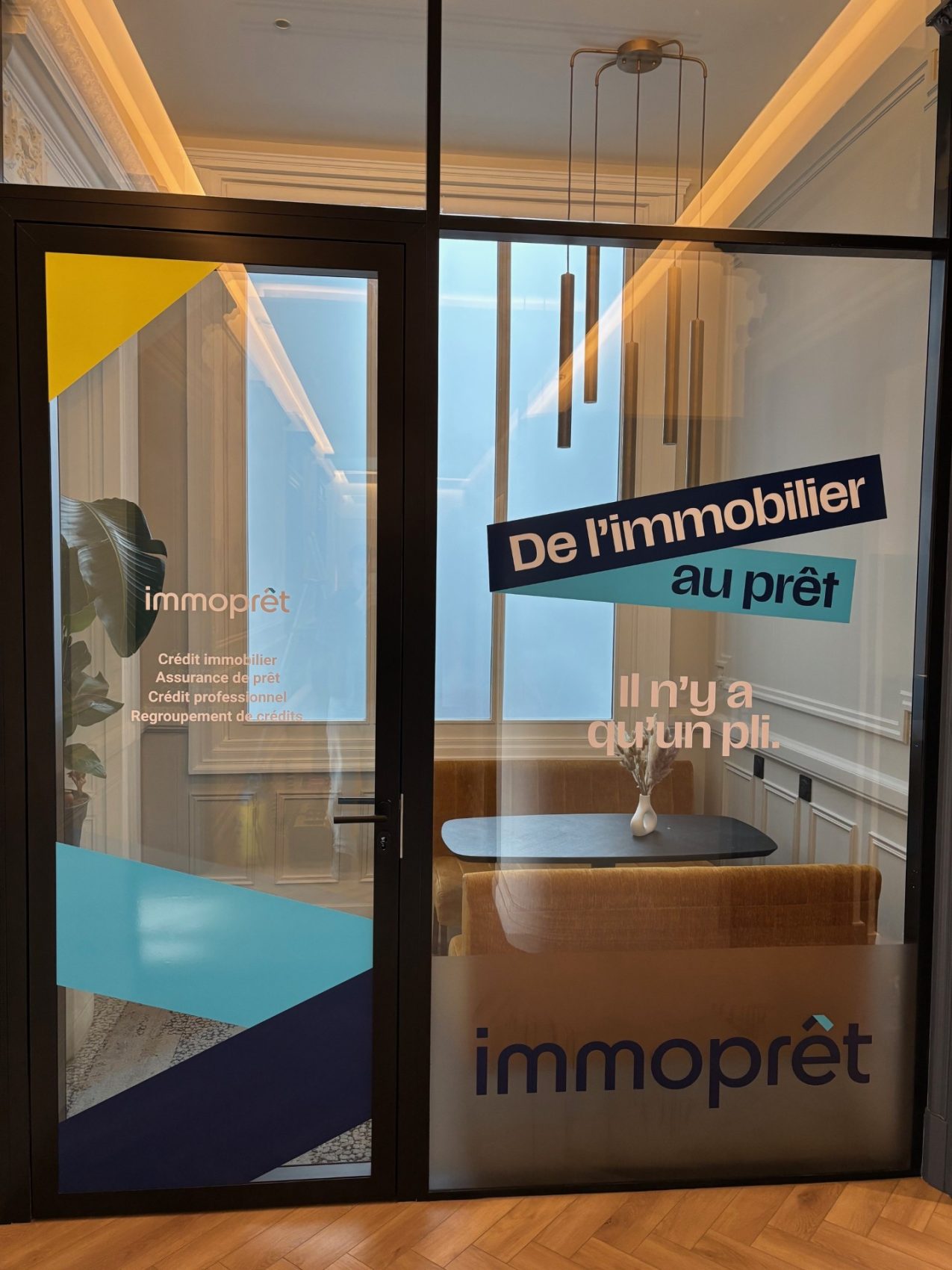 Adhésif vitrine ImmoPret à Nice